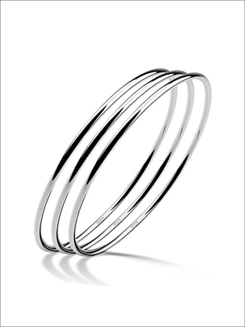 925 Sterling Silver Bangle Bracelet Set Italian Handmade Fine Jewelry